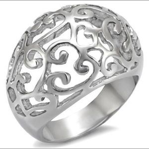 STAINLESS STEEL Open Work Design Dome Ring